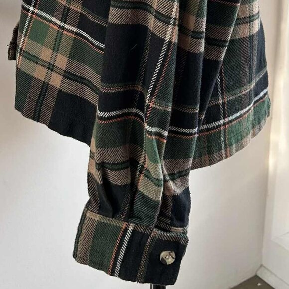 Brixton Forest Green Plaid Cotton Blend Cropped Shacket with Pockets – US S - Picture 10 of 12